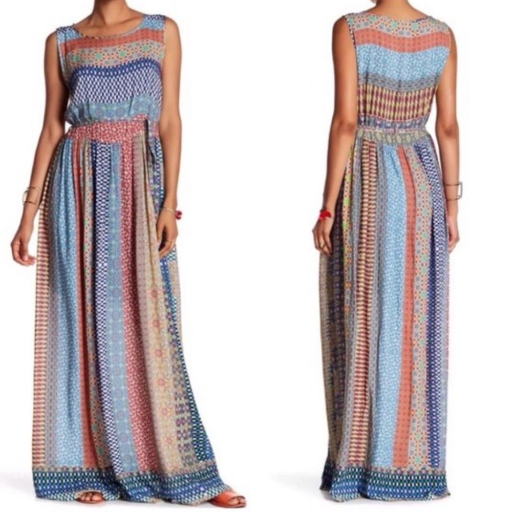 Johnny Was Bellini boho patch-
work maxi dress